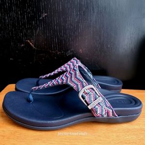 Aetrex Rita Blue Pink Adjustable Thong Sandals Size 7